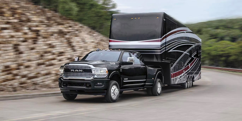 2025 RAM 3500 towing a caravan