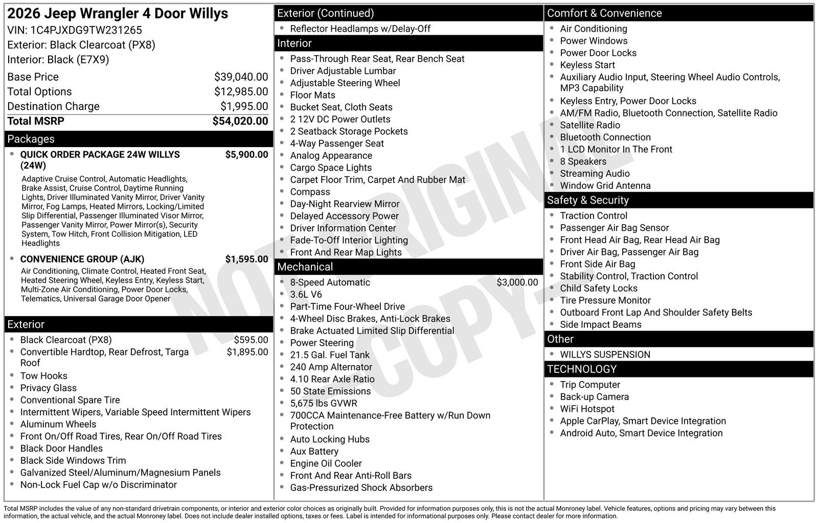 2026 Jeep Wrangler WRANGLER 4-DOOR WILLYS