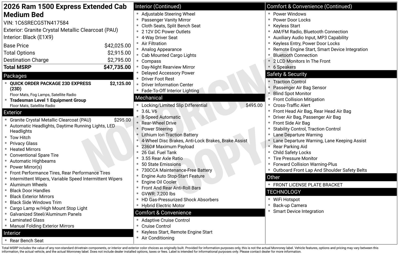 2026 RAM Ram 1500 RAM 1500 EXPRESS QUAD CAB 4X2 6'4' BOX