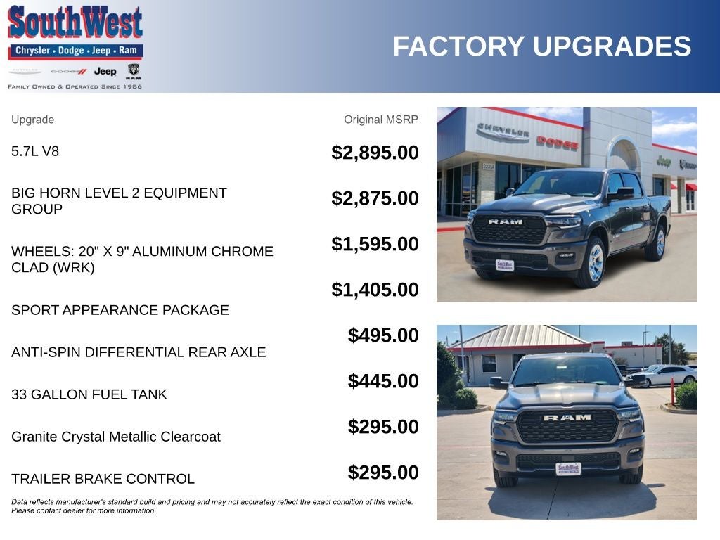 2026 RAM Ram 1500 RAM 1500 LONE STAR CREW CAB 4X4 5'7' BOX