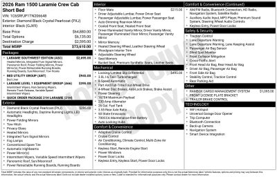 2026 RAM Ram 1500 RAM 1500 LARAMIE CREW CAB 4X4 5'7' BOX