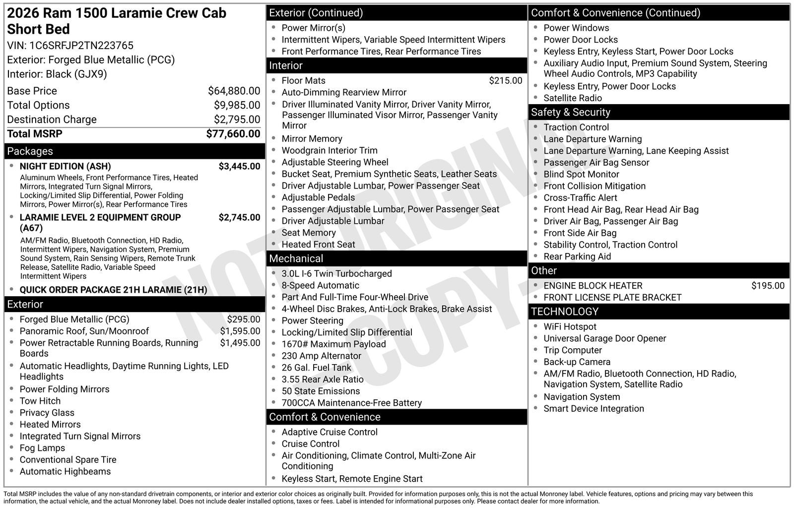 2026 RAM Ram 1500 RAM 1500 LARAMIE CREW CAB 4X4 5'7' BOX