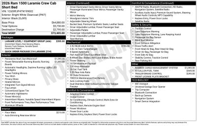 2026 RAM Ram 1500 RAM 1500 LARAMIE CREW CAB 4X4 5'7' BOX