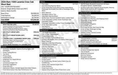 2026 RAM Ram 1500 RAM 1500 LARAMIE CREW CAB 4X4 5'7' BOX