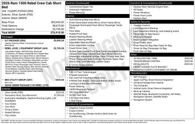 2026 RAM Ram 1500 RAM 1500 REBEL CREW CAB 4X4 5'7' BOX