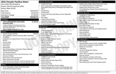 2026 Chrysler Pacifica PACIFICA SELECT