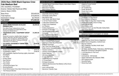 2026 RAM Ram 2500 RAM 2500 BLACK EXPRESS CREW CAB 4X4 6'4' BOX