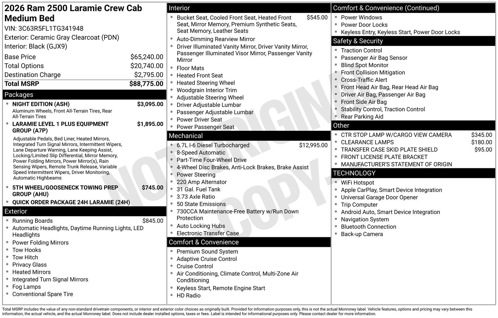 2026 RAM Ram 2500 RAM 2500 LARAMIE CREW CAB 4X4 6'4' BOX