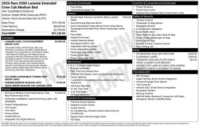 2026 RAM Ram 2500 RAM 2500 LARAMIE MEGA CAB 4X4 6'4' BOX