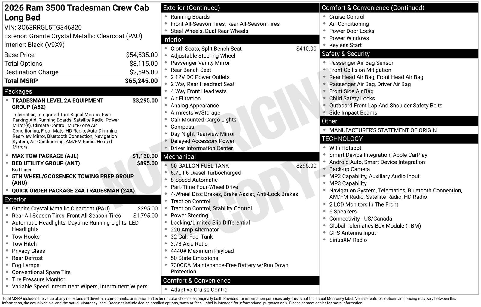 2026 RAM Ram 3500 RAM 3500 TRADESMAN CREW CAB 4X4 8' BOX
