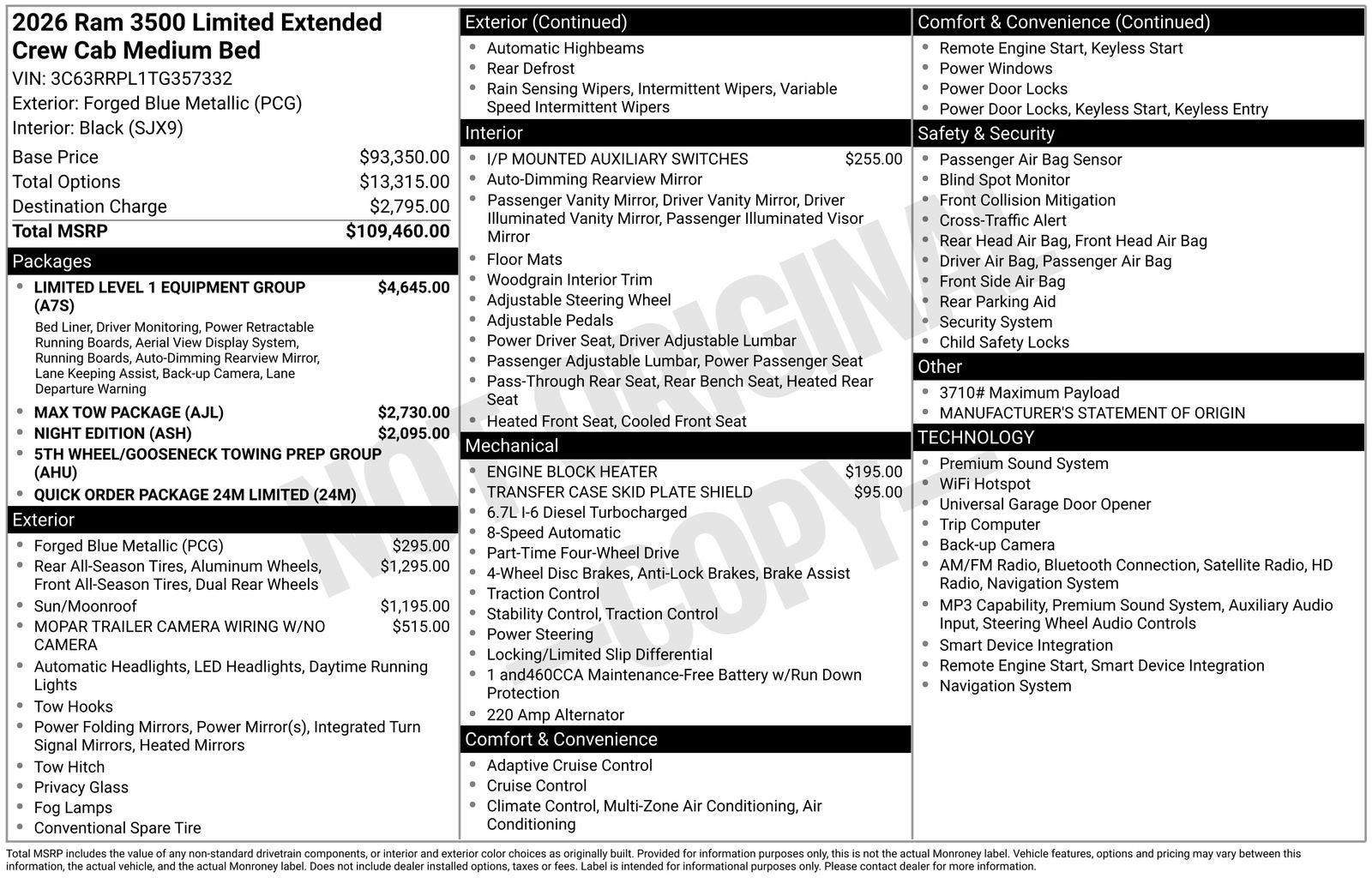 2026 RAM Ram 3500 RAM 3500 LIMITED MEGA CAB 4X4 6'4' BOX
