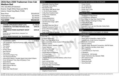 2026 RAM Ram 2500 RAM 2500 TRADESMAN CREW CAB 4X4 6'4' BOX