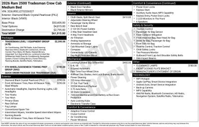 2026 RAM Ram 2500 RAM 2500 TRADESMAN CREW CAB 4X4 6'4' BOX