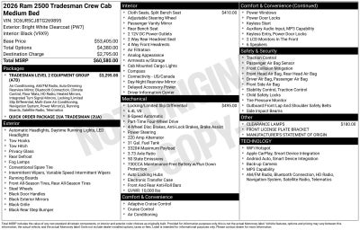 2026 RAM Ram 2500 RAM 2500 TRADESMAN CREW CAB 4X4 6'4' BOX