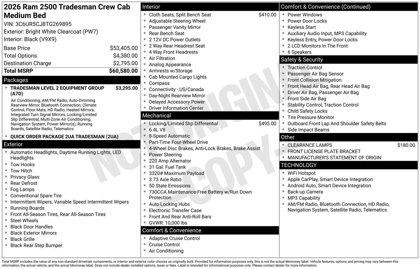 2026 RAM Ram 2500 RAM 2500 TRADESMAN CREW CAB 4X4 6'4' BOX
