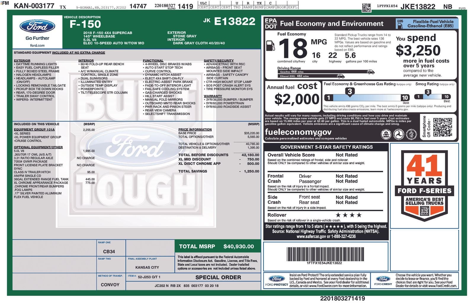 2018 Ford F-150 XL