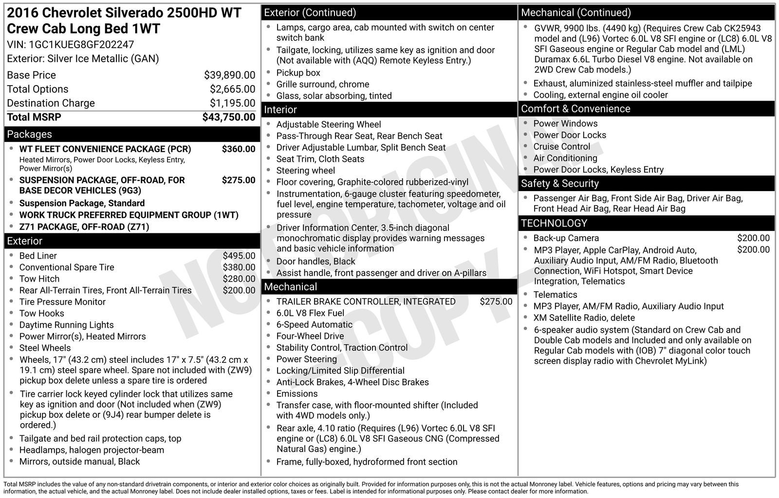 2016 Chevrolet Silverado 2500HD Work Truck
