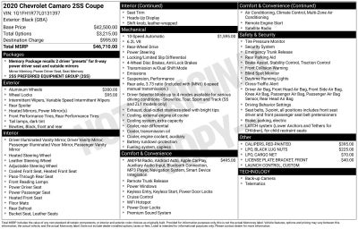 2020 Chevrolet Camaro 2SS