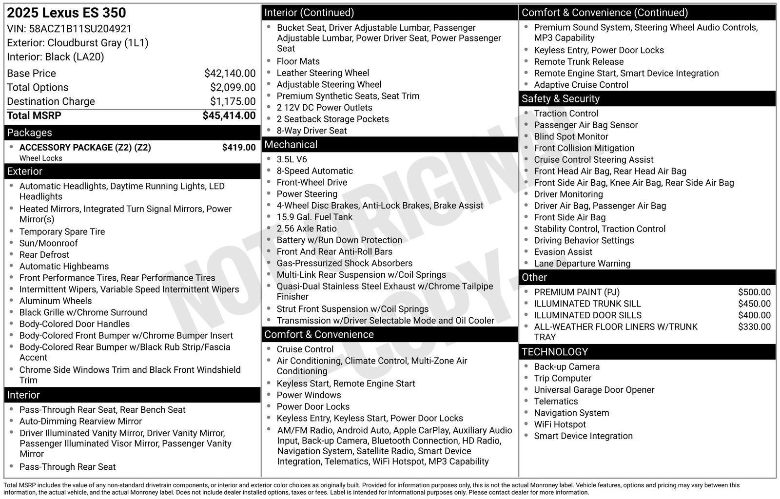 2025 Lexus ES 350 ES 350