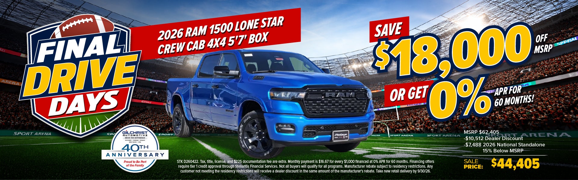 2026 RAM 1500 Lone Star — Save $18,000